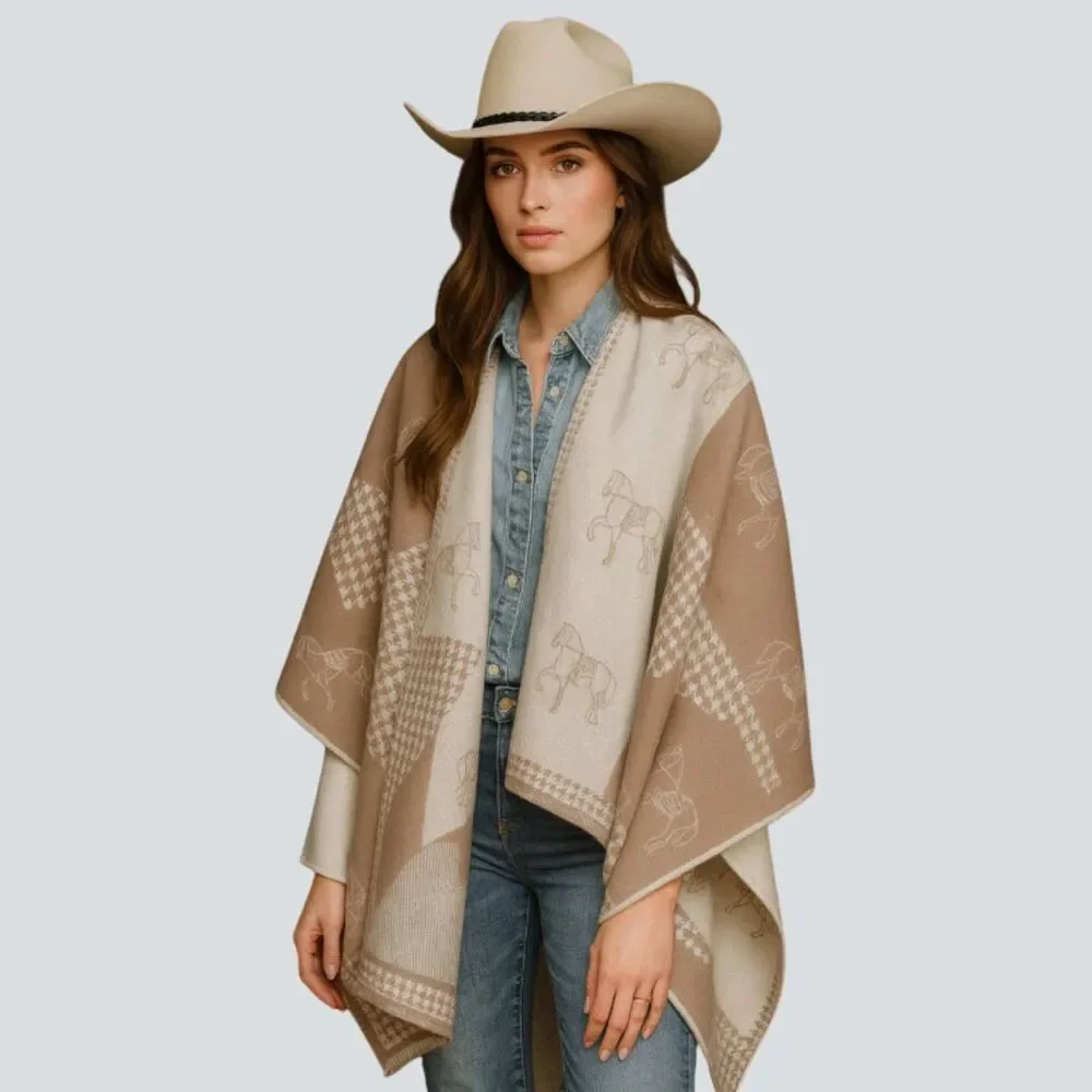 Westrian Cashmere Feel Houndstooth Horse Equestrian Winter Scarf